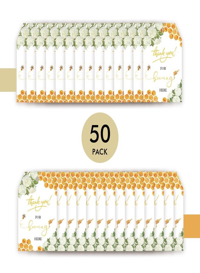 FORSHEEP 50pcs Bee Thank You Tags, Bumble Bee Gift Tag with String for Gender Reveal Party, Thank You Paper Tags for Bee Themed 1st Birthday/Engagement/Honey Bridal Shower Party Favors - Image 3